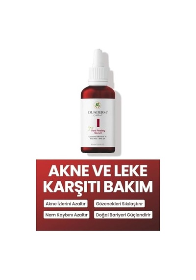 Kırmızı Peeling Serum, Aha%10 + Bha%2 + E Vitamini%1, Akne Karşıtı Ve Onarıcı, 30 Ml 2 Paketi