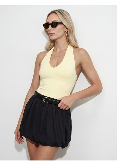 Dilvin 21231 Halter Yaka Bodysuit-açık Sarı