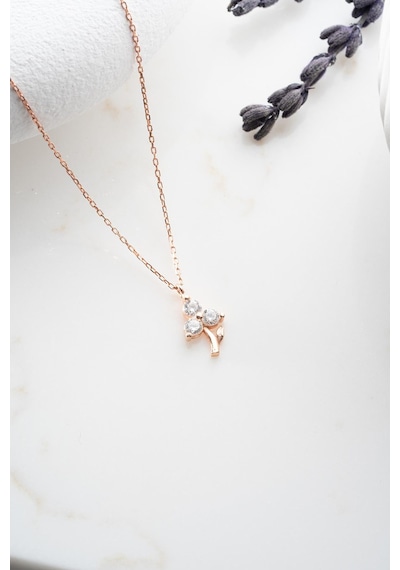925 Ayar Gümüş Rose Kaplama 3 Yapraklı Yonca Kolye Rose Gold