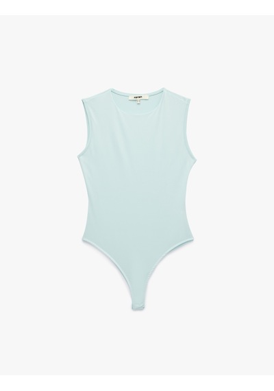 Koton Slim Fit Bisiklet Yaka Kolsuz Bodysuit Mavi 6sak10103ek