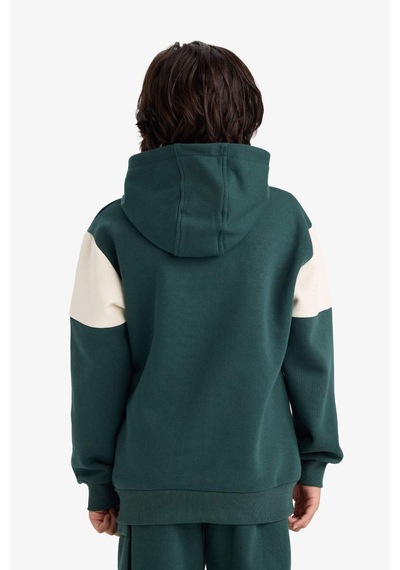Defacto Kapüşonlu Baskılı İçi Yumuşak Tüylü Sweatshirt Erkek Çocuk G5553a825cwgn536 Yeşil-gn536