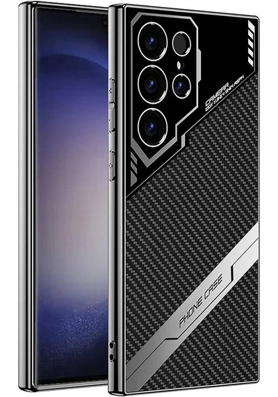 Samsung Uyumlu Galaxy S23 Ultra Kılıf Kamera Korumalı Karbon Tasarım Zore Yeni Seri Procase Kapak Siyah Karbon