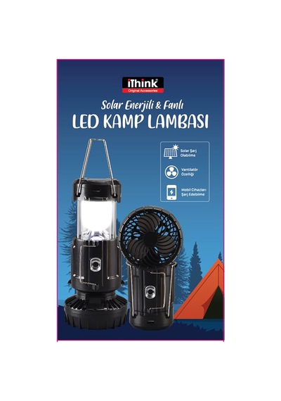 İ'think Solar Enerjili Ve Fanlı Led Kamp Lambası Açık Beyaz