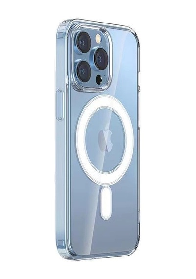 Apple Uyumlu iPhone 14 Pro Max Kılıf M-safe Şarj Özellikli Şeffaf Sert Pc Zore Embos Kapak