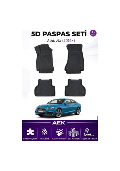 Audi A5 2016+ Araca Özel Havuzlu "karbon" Paspas Takımı