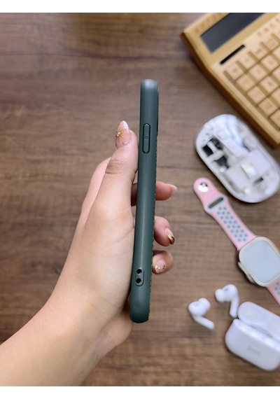 Apple iPhone X Uyumlu Premium Deri Dokulu Darbelere Karşı Dayanıklı Nazal Silikon Kılıf Haki