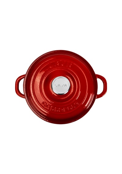 Döküm Yuvarlak Tencere Döküm Demir Kapak New Heritage Serisi Çap 24cm. Kırmızı Çok Renkli