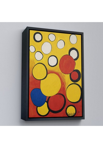 Ahşap Çerçeveli Calder - Sarı Ve Kırmızı Küreler Tablosu - Orbs On Yellow And Red-7367