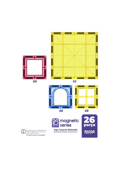 Go Magnetic Series 26 Parça Yapı Tasarım Eklentisi - Mıknatıslı Manyetik Bloklar