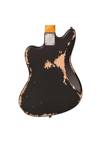 Vintage V65 Icon Vibrato Elektro Gitar - Distressed Black