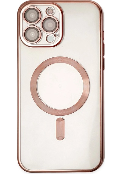 Mey İthalat Apple Uyumlu iPhone 13 Pro Kılıf Kross Magneticsafe Kapak - Rose Gül Altın
