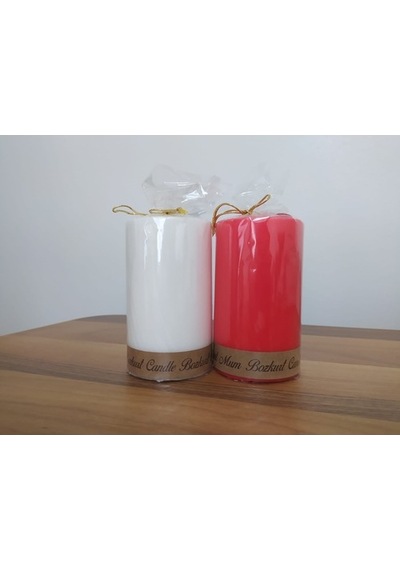 Bozkurt 7*12 Cm Silindir Mum 2' Li Set Kırmızı,Beyaz (471573136)