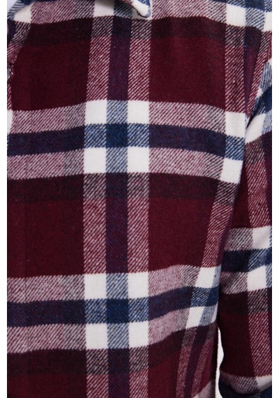 Tudors Erkek Slim Fit Dar Kesim Kareli Kışlık Oduncu Gömlek-42206 Bordo
