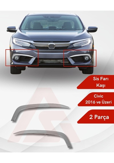 Honda Civic Fc5 2016-2020 Sis Far Kaşı Krom 2 Prç. P.çelik