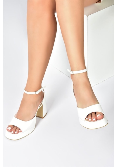 Fox Shoes Beyaz Kalın Platform Topuklu Kadın Ayakkabı M570345609 Beyaz