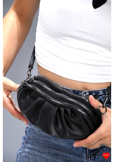 Jara Bag Uruz Çok Bölmeli Mini Clutch Omuz Çantası Siyah Standart Jara22-1