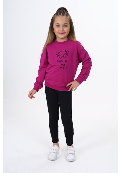 Toontoy Kids Toontoy Kız Çocuk Nakışlı Taytlı Takım Mürdüm