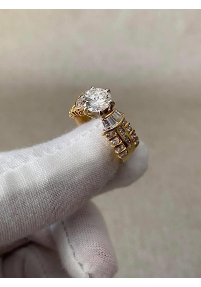 Delfince 2 22 Karat Pırlanta Tektaş Fantezi Yüzük
