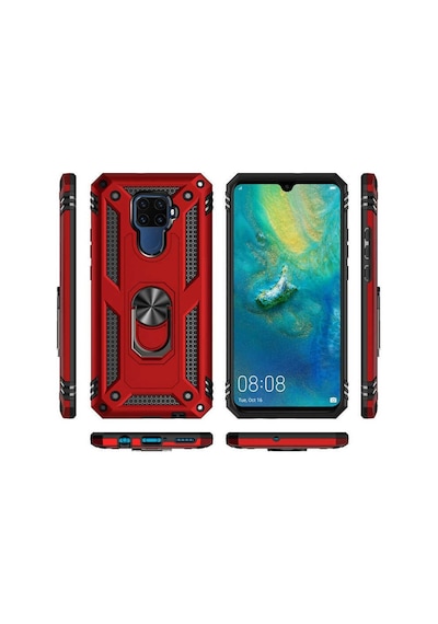 Huawei Mate 30 Lite Kılıf Sert Silikon Yüzüklü Stand Özellikli Kapak
