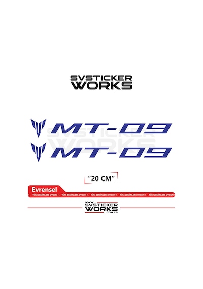 Yamaha Mt-09 Uyumlu Yazı Sticker Yüksek Kalite Özel Kesim Folyo 2'li Set Lacivert