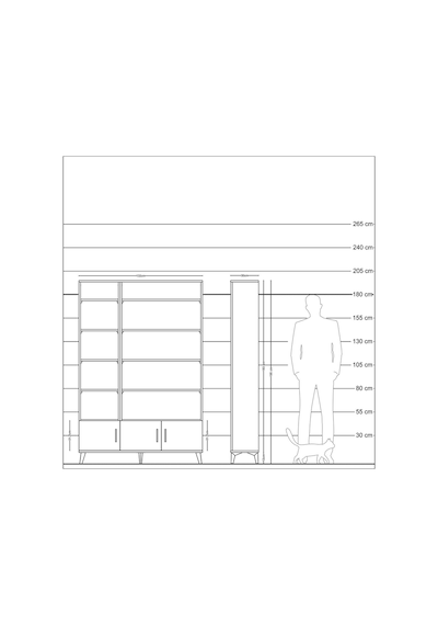 Arges Dolap 10 Raflı 3 Kapaklı 132x30x195 Antrasit-antrasit/çam Antrasit