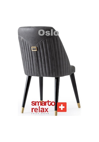 Smarto Relax Oslo 2'li Yemek Masası Sandalye Seti - Ahşap Ayaklı, Siyah Kumaş Gri