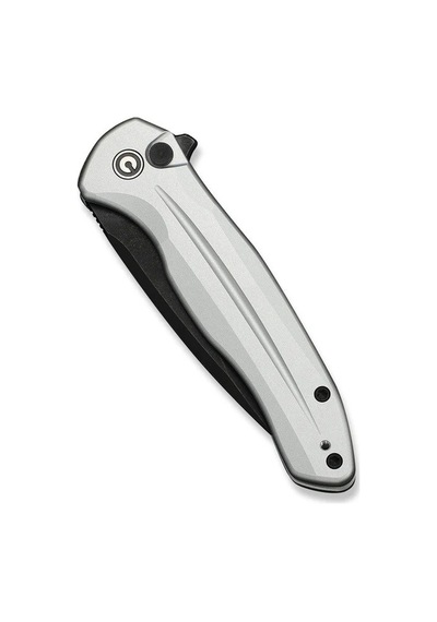 Civivi Button Lock Kitefin Silver Aluminum Handle Black Stonewashed 14c28n Blade Kamp Çakı Gümüş