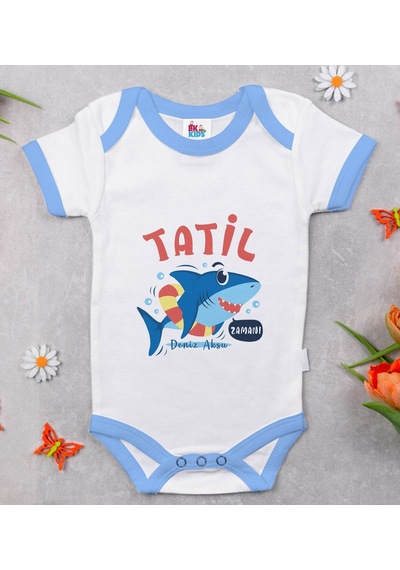 Bitmeyenkartus Bk Kids Kişiye Özel Mavi Bebek Body Zıbın - Model 141 Çok Renkli