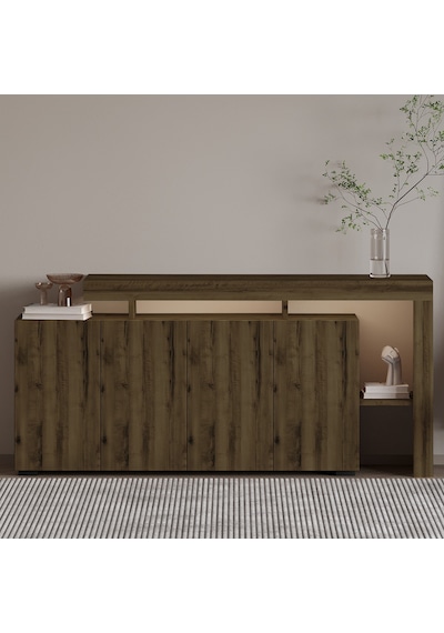 İnarch Dizayn Beliz Led Işıklı Modern Konsol 170 Cm, 4 Kapaklı Ve İç Raflı Depolama, Şık Tasarım Ceviz İnarch Dizayn Beliz Led Işıklı Modern Konsol 170 Cm, 4 Kapaklı Ve İç Raflı Depolama, Şık Tasarım Ceviz