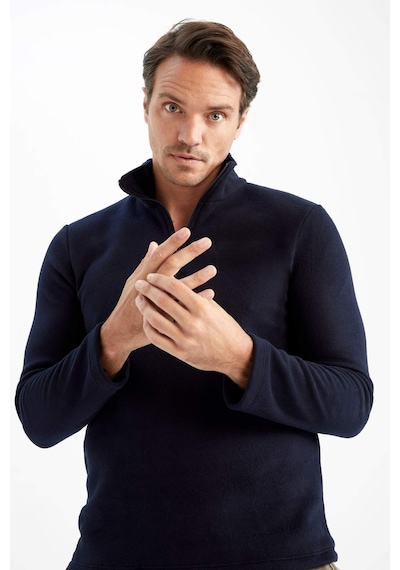 DeFacto Lacivert Tüylenme Yapmayan Soğuk Geçirmez Regular Fit Dik Yaka Fermuarlı Polar Sweatshirt Y3996AZNSNV28