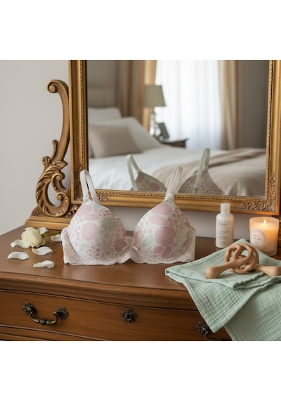 Bonbon Kadın Dantelli Çiçek Desenli Emzirme Sütyeni Bb2735 Ekru