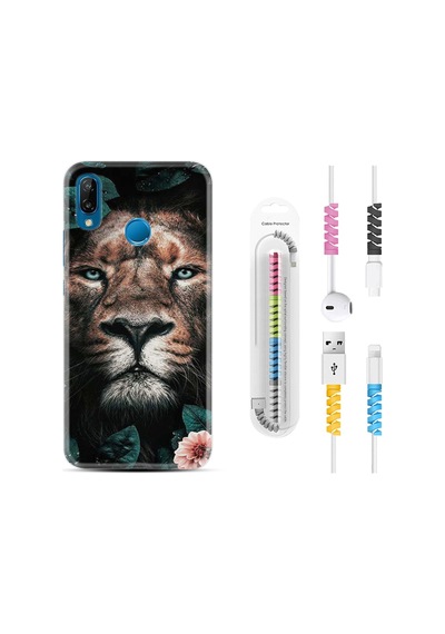 Huawei P20 Lite Kılıf Kablo Koruyuculu Leon Flowers 1307