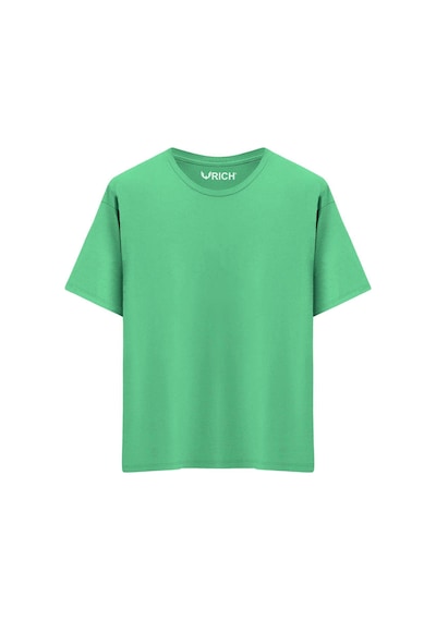 Rich Erkek %100 Pamuk Oversize Tişört Basic Bisiklet Yaka Kısa Kollu T-shirt Yeşil