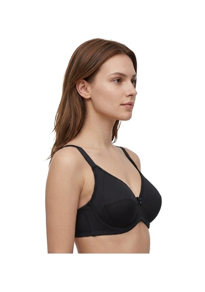 Cottonill Bra - Novia Siyah Büyük Beden Micro Balenli Minimizer Ayarlanabilir Askılı Kadın Sütyen