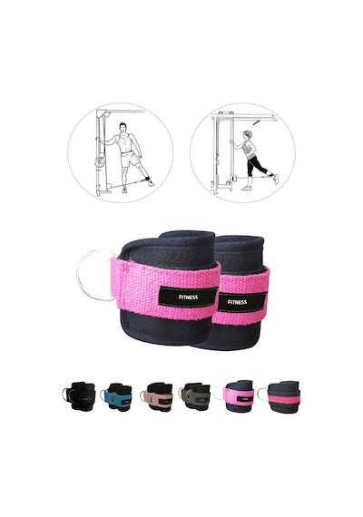 Spor Byfit Ayak Bilek Kayışı D-ring Fitness Ağırlık Çekiş Aparatı - Fuşya