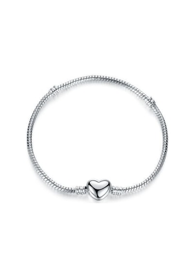 Chavin Gümüş Kaplama 19 cm. Charm Kalp Bileklik eh01by-19 Gri