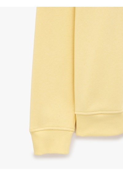 Koton Üç İplik Şardonlu Uzun Kollu Bisiklet Yaka Baskılı Sweatshirt Sarı 7wam70308mk