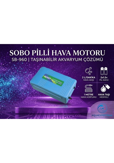 Pilli Hava Motoru - 1 Metre Hava Hortumu Ve Hava Taşı Hediyeli - Sb-960 - 2lt/dakika