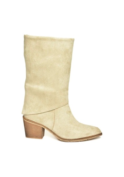 Fox Shoes T936042502 Bej Kalın Alçak Topuklu Kadın Bot Bej-süet Bej