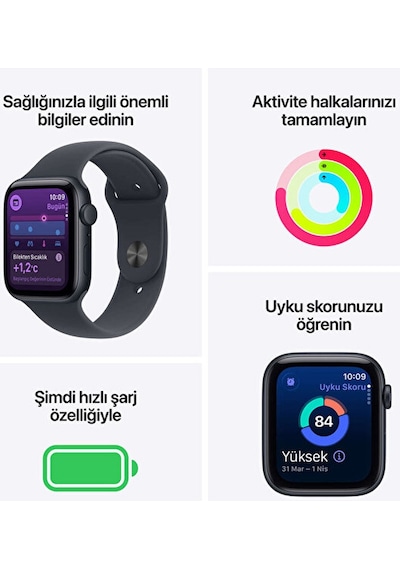 Apple Watch SE 3 GPS + Cellular 44 MM Alüminyum Kasa S/M Akıllı Saat (Apple Türkiye Garantili)