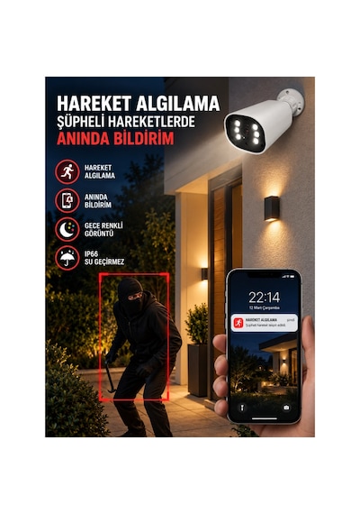 J-tech K1027 5mp Ip Sesli Renkli Gece Görüşlü 8 Li Akıllı Güvenlik Kamera Seti Yüz Ve Araç Tanıma