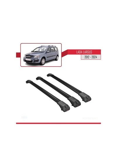 Lada Largus 2012 Ve Sonrası İle Uyumlu Ace-1 Ara Atkı Tavan Barı Siyah 3 Adet Bar