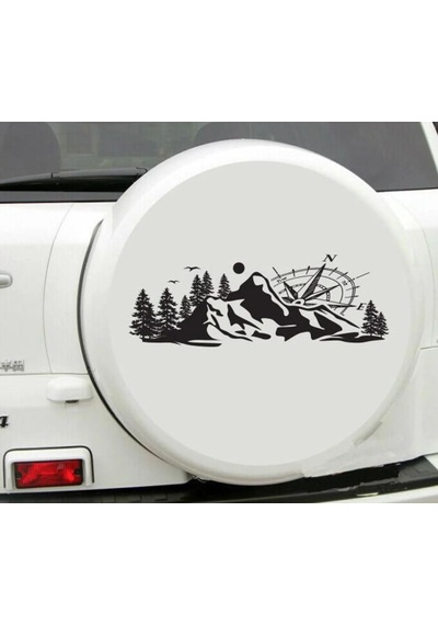 Pusula Dağ Orman Sticker - 4x4 Kamp Adventure Pickup Karavan Araba Sticker - Araç Araba Cam Sticker - 00303 80 Cm