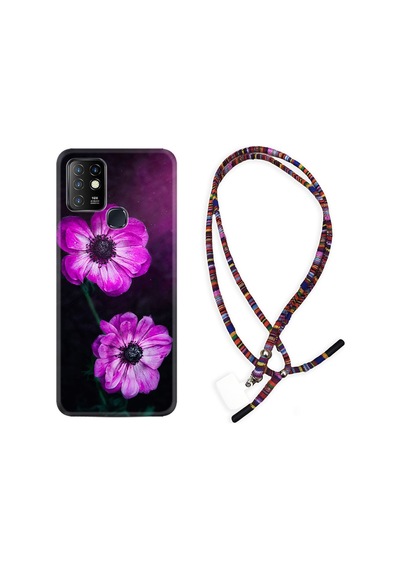 Infinix Hot 9 Kılıf Rasta Boyun Askılı Çiçekler 1869
