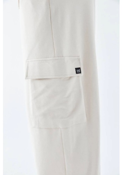 Lulikwear Kargo Cepli Eşofman Pantolon Krem Bej - Krem