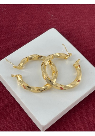 Örme Gold Halka Küpe Gold