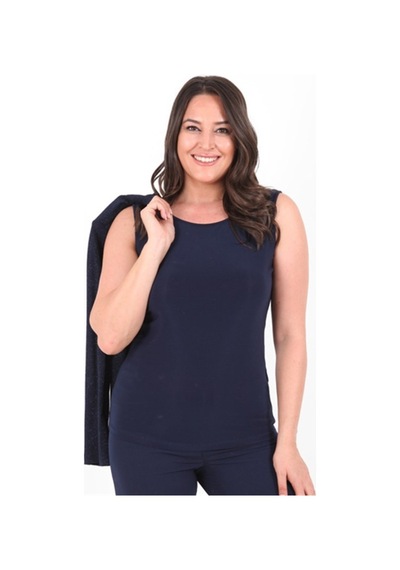 Ladies First Büyük Beden 3115 Lacivert Ceket+Atlet Abiye Ikili Takım