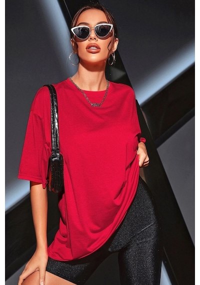 Unisex Pusula Baskılı T-shirt Kırmızı