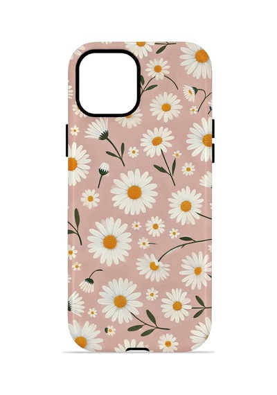 Apple iPhone Uyumlu 15 Vorian Çift Katmanlı Magsafe Kılıf Daisy Mocha Garden