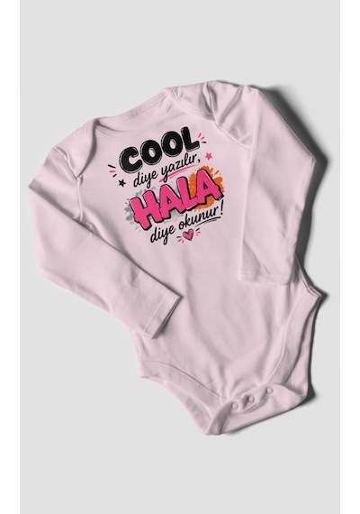 Morivokids Cool Diye Yazılır Hala Diye Okunur Uzun Kollu Bebek Body %100 Pamuk Bebe Pembe